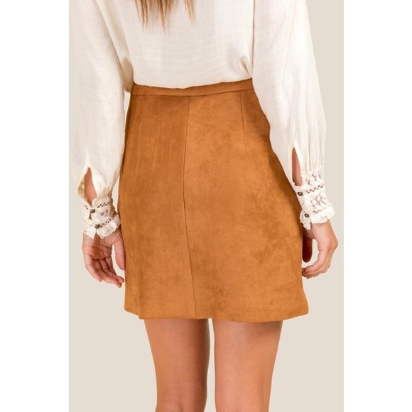 Francesca’s Vera Embroidered Faux Suede Skirt - Picture 3 of 7